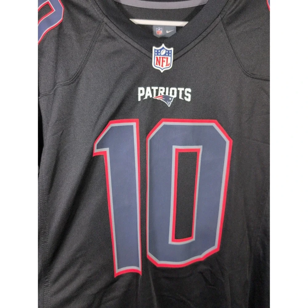 New England Patriots Mac Jones #10 Black Nike On-Field Jersey Men's XL